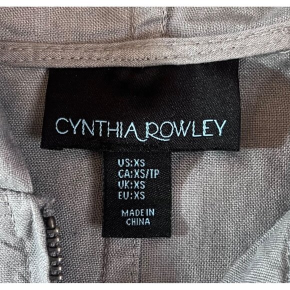 Cynthia Rowley XS Gray Linen Hooded Jacket W/Front Pockets & Drawstring Waist - Picture 4 of 8